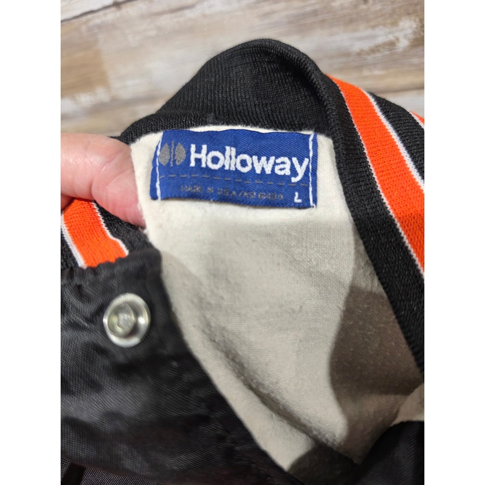 Vintage Holloway SF Giants Bomber Jacket Mens Large Black Nylon Snap Varsity USA - Picture 2 of 16